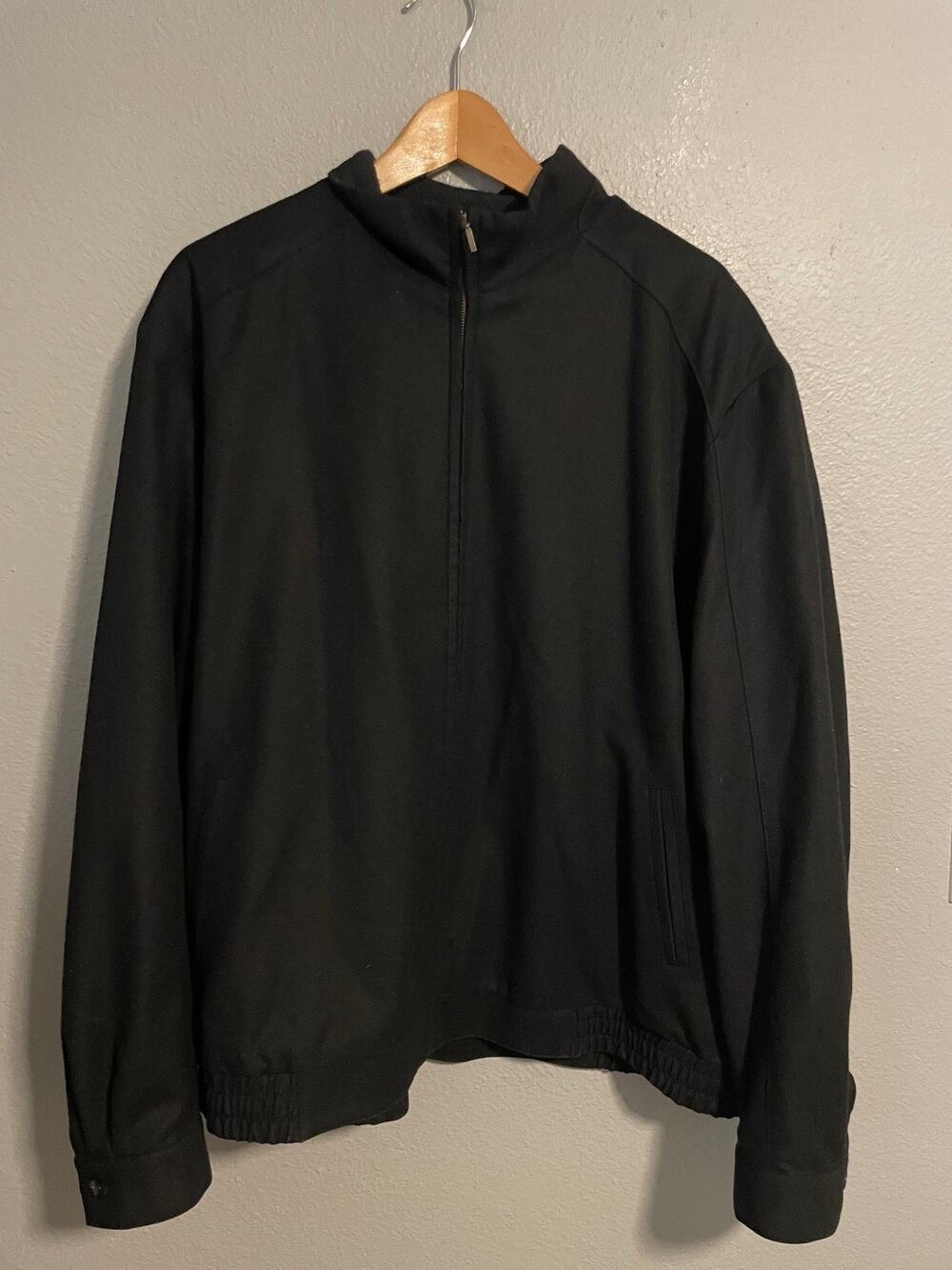 Vintage St. Croix Knits Jacket Mens 2XL Black Wool Cashmere Bomber Full Zip USA